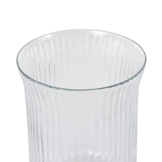 Clear Round Glass Ribbed Fluted Decorative Candle Holder